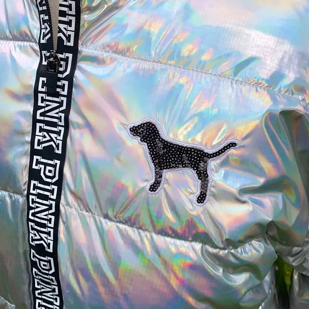 • VS PINK • Holographic Varsity Puffer - Picture 8 of 12